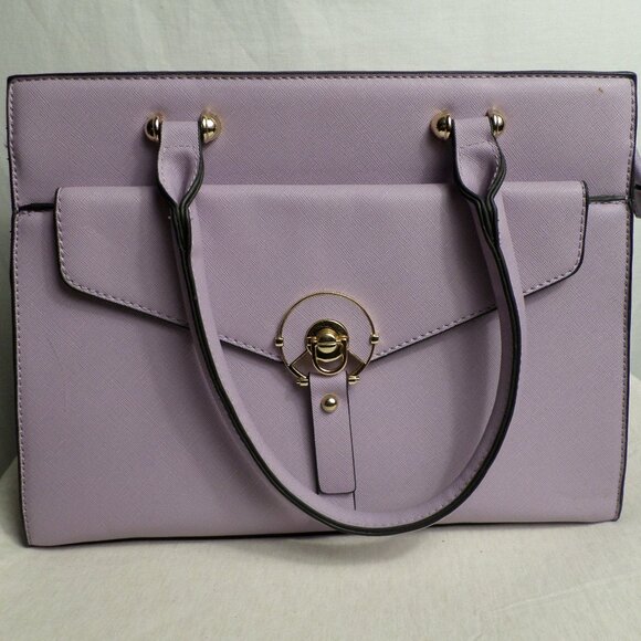 La Terre Lavender Light Purple Faux Leather Tote Purse Cross Body Hand Bag - Picture 1 of 13
